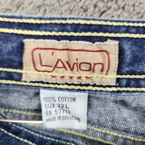 L'Avion Jeans Womens 28x31Blue Vintage Denim Flare Leg 70s Ribcage Jean Western - Picture 8 of 13